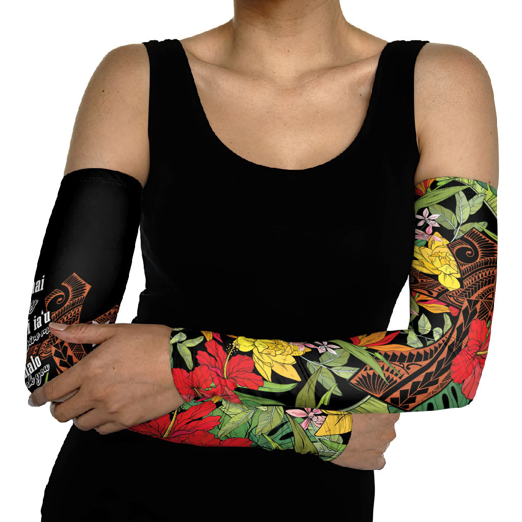 Mahalo Hawaii Ho'oponopono Pule Arm Sleeves Polynesian Pattern Cross