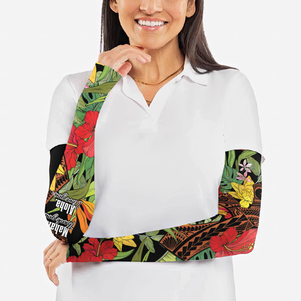 Mahalo Hawaii Ho'oponopono Pule Arm Sleeves Polynesian Pattern Cross