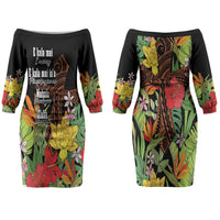 Mahalo Hawaii Ho'oponopono Pule Couples Matching Off The Shoulder Long Sleeve Dress and Hawaiian Shirt Polynesian Pattern Cross LT7 - Polynesian Pride