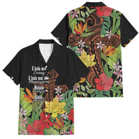 Mahalo Hawaii Ho'oponopono Pule Family Matching Off Shoulder Maxi Dress and Hawaiian Shirt Polynesian Pattern Cross LT7 Dad's Shirt - Short Sleeve Black - Polynesian Pride