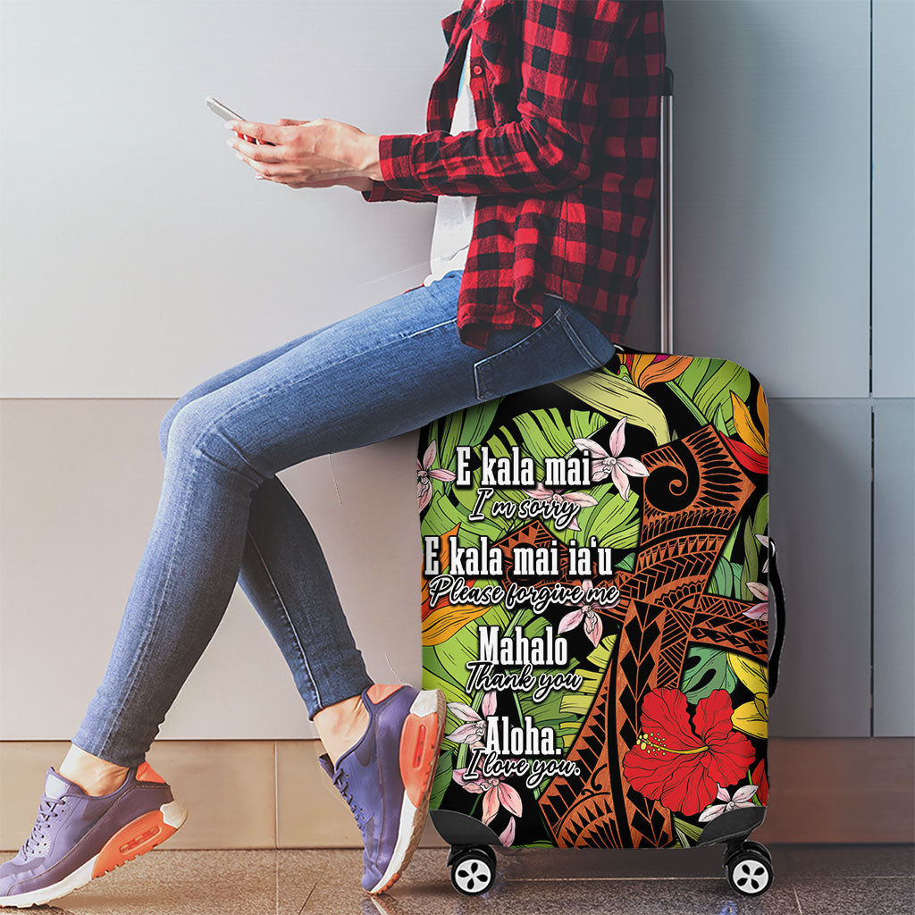 Mahalo Hawaii Ho'oponopono Pule Luggage Cover Polynesian Pattern Cross LT7 - Polynesian Pride