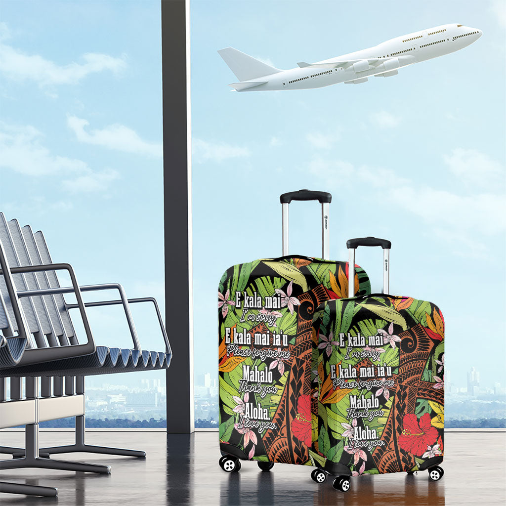 Mahalo Hawaii Ho'oponopono Pule Luggage Cover Polynesian Pattern Cross LT7 - Polynesian Pride