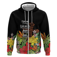 Mahalo Hawaii Ho'oponopono Pule Zip Hoodie Polynesian Pattern Cross LT7 Zip Hoodie Black - Polynesian Pride