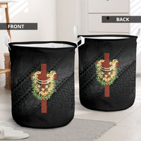 Hawaii Ka Pule a ka Haku Memorial Laundry Basket Flower Lei Cross - Black LT7 - Polynesian Pride