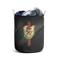 Hawaii Ka Pule a ka Haku Memorial Laundry Basket Flower Lei Cross - Black LT7 - Polynesian Pride