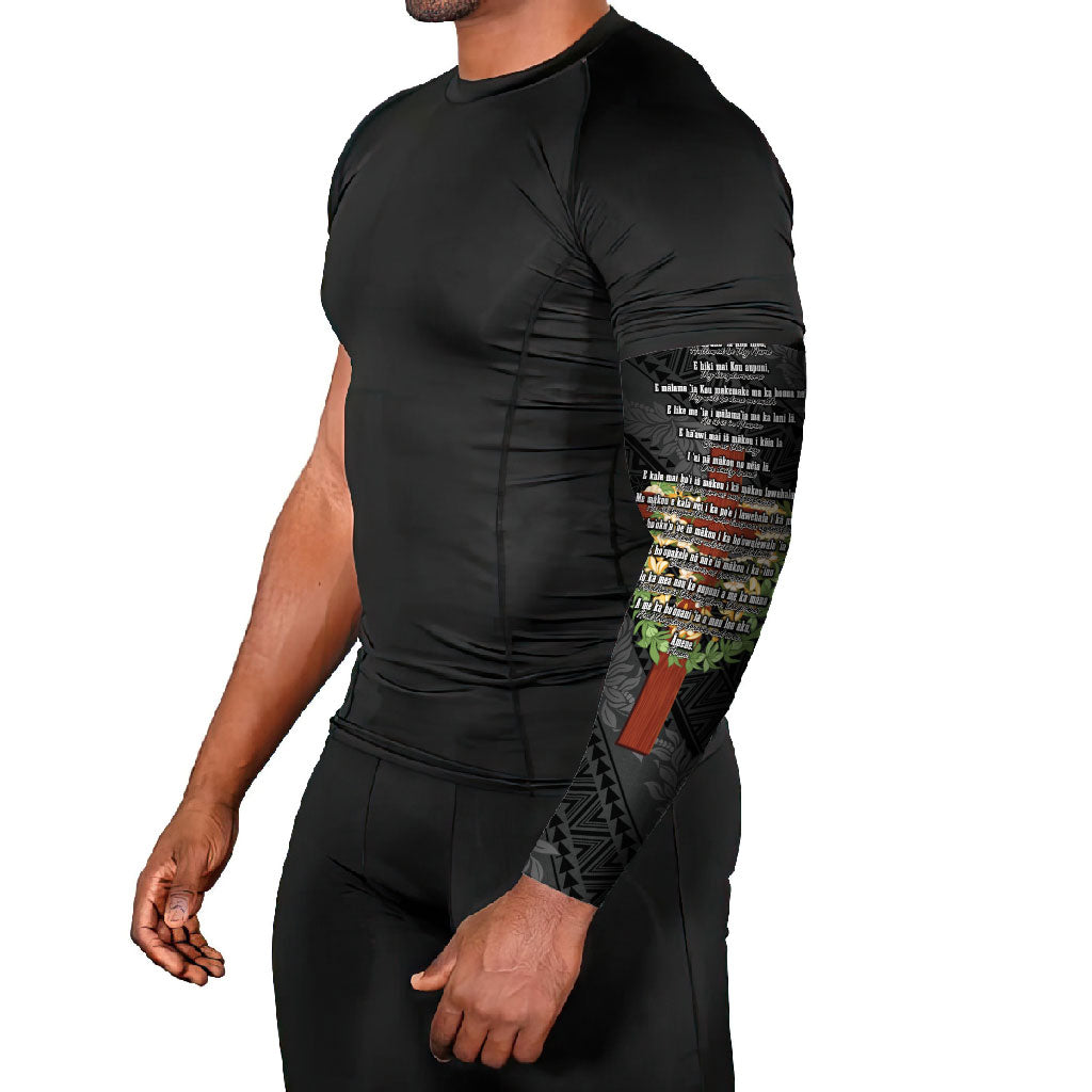 Hawaii Ka Pule a ka Haku Memorial Arm Sleeves Flower Lei Cross - Black LT7 - Polynesian Pride