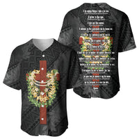 Hawaii Ka Pule a ka Haku Memorial Baseball Jersey Flower Lei Cross - Black LT7 - Polynesian Pride