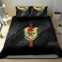 Hawaii Ka Pule a ka Haku Memorial Bedding Set Flower Lei Cross - Black LT7 - Polynesian Pride