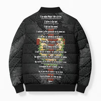 Hawaii Ka Pule a ka Haku Memorial Bomber Puffer Jacket Flower Lei Cross - Black LT7 - Polynesian Pride