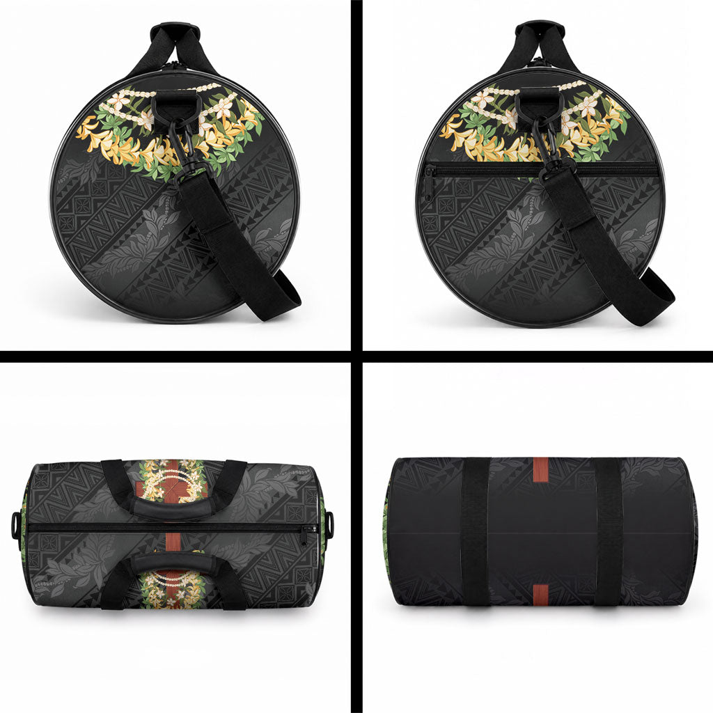Hawaii ⁠Ka Pule a ka Haku Memorial Duffle Bag Flower Lei Cross - Black