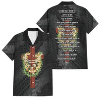 Hawaii Ka Pule a ka Haku Memorial Family Matching Mermaid Dress and Hawaiian Shirt Flower Lei Cross - Black LT7 Dad's Shirt - Short Sleeve Black - Polynesian Pride