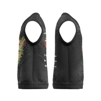 Hawaii ⁠Ka Pule a ka Haku Memorial Christmas Knitted V-Neck Vest Flower Lei Cross - Black