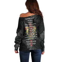 Hawaii Ka Pule a ka Haku Memorial Off Shoulder Sweater Flower Lei Cross - Black LT7 - Polynesian Pride