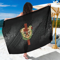 Hawaii Ka Pule a ka Haku Memorial Sarong Flower Lei Cross - Black LT7 One Size 44 x 66 inches Black - Polynesian Pride