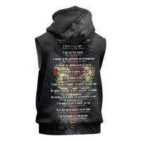 Hawaii Ka Pule a ka Haku Memorial Sleeveless Hoodie Flower Lei Cross - Black LT7 - Polynesian Pride