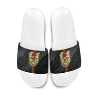 Hawaii Ka Pule a ka Haku Memorial Slide Sandals Flower Lei Cross - Black LT7 Black - Polynesian Pride