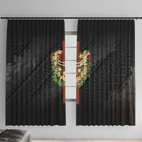 Hawaii Ka Pule a ka Haku Memorial Window Curtain Flower Lei Cross - Black LT7 With Hooks Black - Polynesian Pride
