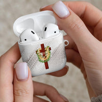 Hawaii Ka Pule a ka Haku Memorial AirPods Case Flower Lei Cross - Ivory White LT7 - Polynesian Pride