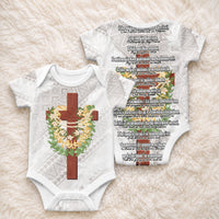 Hawaii ⁠Ka Pule a ka Haku Memorial Baby Onesie Flower Lei Cross - Ivory White