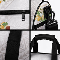 Hawaii ⁠Ka Pule a ka Haku Memorial Duffle Bag Flower Lei Cross - Ivory White