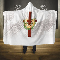 Hawaii Ka Pule a ka Haku Memorial Hooded Blanket Flower Lei Cross - Ivory White LT7 - Polynesian Pride
