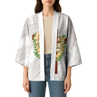 Hawaii Ka Pule a ka Haku Memorial Kimono Flower Lei Cross - Ivory White LT7 - Polynesian Pride