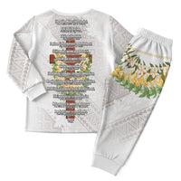 Hawaii ⁠Ka Pule a ka Haku Memorial Christmas Pajama Set Flower Lei Cross - Ivory White