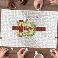 Hawaii Ka Pule a ka Haku Memorial Puzzle Flower Lei Cross - Ivory White LT7 - Polynesian Pride