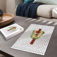 Hawaii Ka Pule a ka Haku Memorial Puzzle Flower Lei Cross - Ivory White LT7 - Polynesian Pride