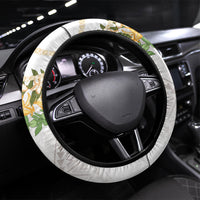 Hawaii Ka Pule a ka Haku Memorial Steering Wheel Cover Flower Lei Cross - Ivory White LT7 Universal Fit Ivory - Polynesian Pride