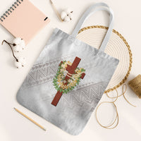 Hawaii Ka Pule a ka Haku Memorial Tote Bag Flower Lei Cross - Ivory White LT7 White Strap One Size Ivory - Polynesian Pride