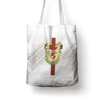 Hawaii Ka Pule a ka Haku Memorial Tote Bag Flower Lei Cross - Ivory White LT7 - Polynesian Pride