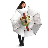 Hawaii Ka Pule a ka Haku Memorial Umbrella Flower Lei Cross - Ivory White LT7 - Polynesian Pride