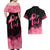 Polynesian Couples Matching Off Shoulder Maxi Dress and Hawaiian Shirt Plumeria Breast Cancer Awareness Survivor Ribbon Pink LT7 - Polynesian Pride