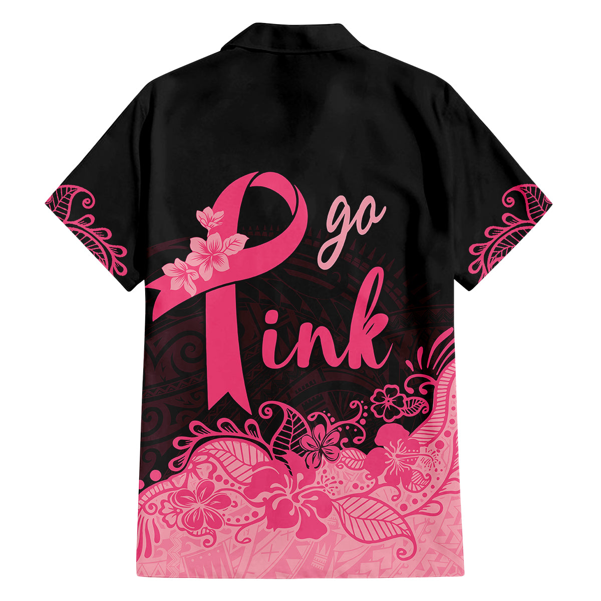Polynesian Kid Hawaiian Shirt Plumeria Breast Cancer Awareness Survivor Ribbon Pink LT7 - Polynesian Pride