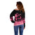 Polynesian Off Shoulder Sweater Plumeria Breast Cancer Awareness Survivor Ribbon Pink LT7 - Polynesian Pride