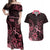 Polynesian Couples Matching Off Shoulder Maxi Dress and Hawaiian Shirt Breast Cancer RIbbon Butterfly Mix Plumeria Curves Pink LT7 Black Pink - Polynesian Pride