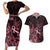 Polynesian Couples Matching Short Sleeve Bodycon Dress and Hawaiian Shirt Breast Cancer RIbbon Butterfly Mix Plumeria Curves Pink LT7 Black Pink - Polynesian Pride