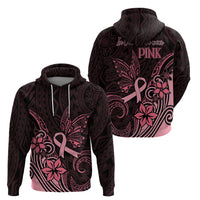 Polynesian Hoodie Breast Cancer RIbbon Butterfly Mix Plumeria Curves Pink LT7 - Polynesian Pride
