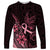 Polynesian Long Sleeve Shirt Breast Cancer RIbbon Butterfly Mix Plumeria Curves Pink LT7 Unisex Black Pink - Polynesian Pride