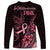 Polynesian Long Sleeve Shirt Breast Cancer RIbbon Butterfly Mix Plumeria Curves Pink LT7 - Polynesian Pride