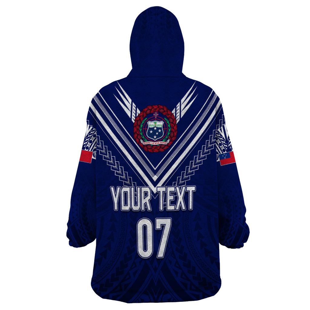 Personalised Samoa Rugby Wearable Blanket Hoodie World Cup 2023 Siamupini Siva Tau LT7 - Polynesian Pride