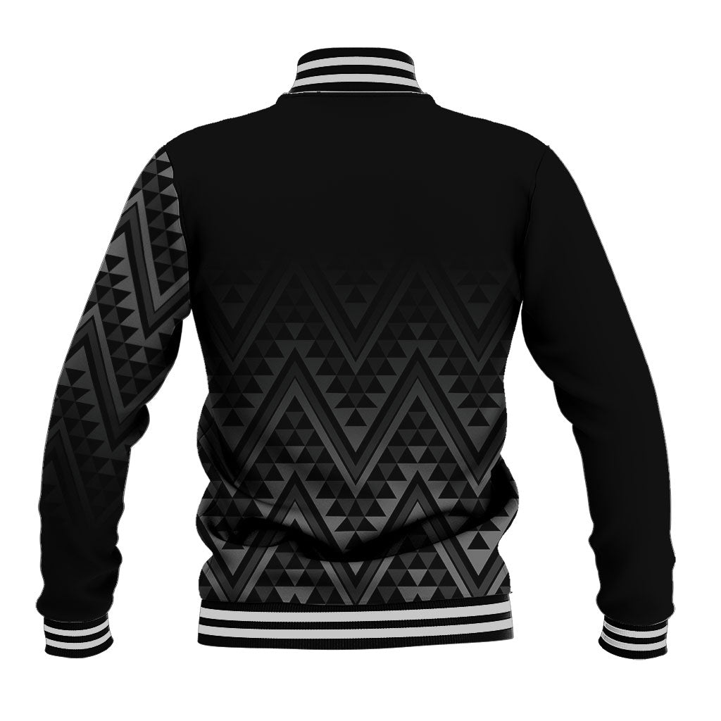 New Zealand Ta Moko Silver Fern Baseball Jacket Taniko Taniwha Motifs