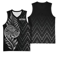 New Zealand Ta Moko Silver Fern Basketball Jersey Taniko Taniwha Motifs