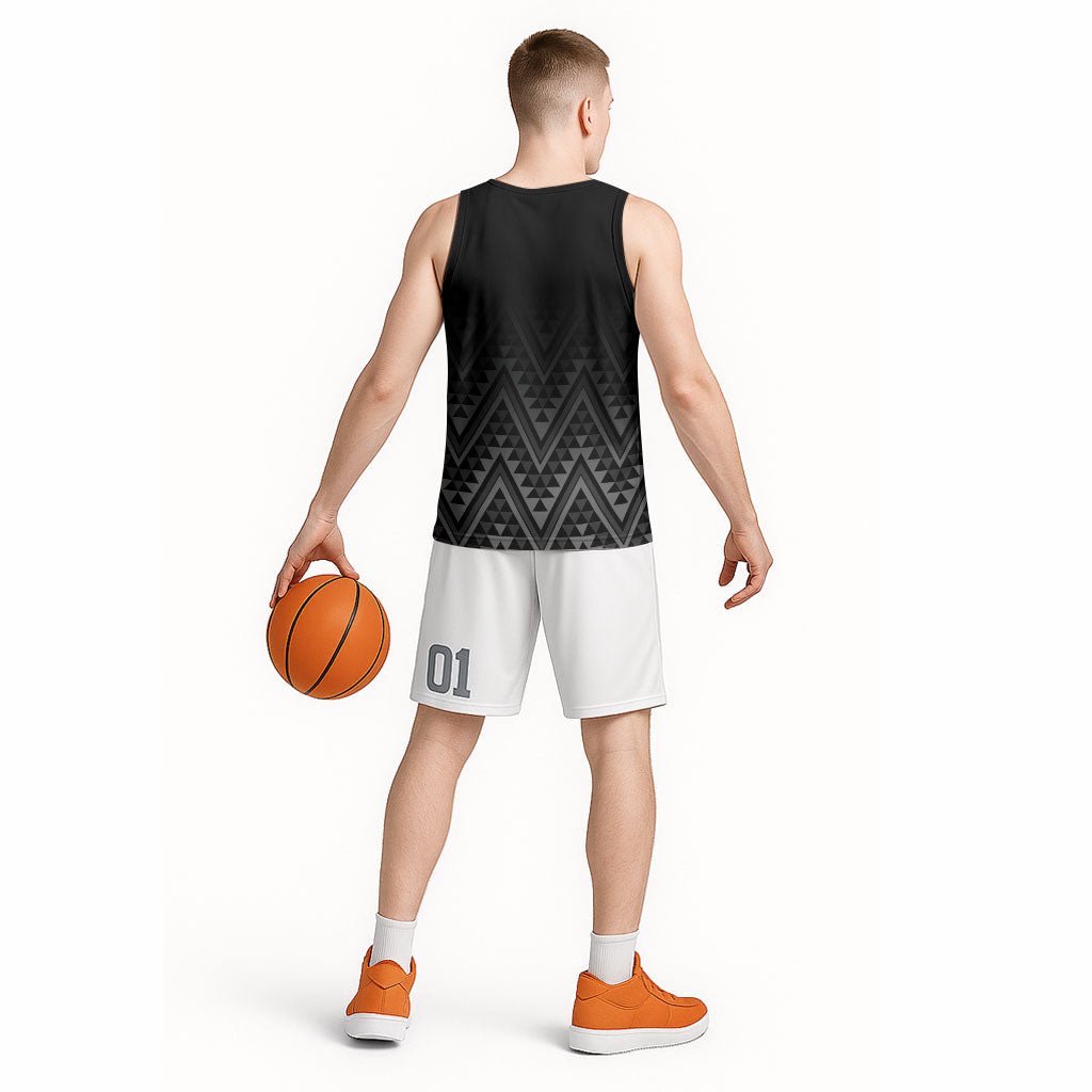 New Zealand Ta Moko Silver Fern Basketball Jersey Taniko Taniwha Motifs