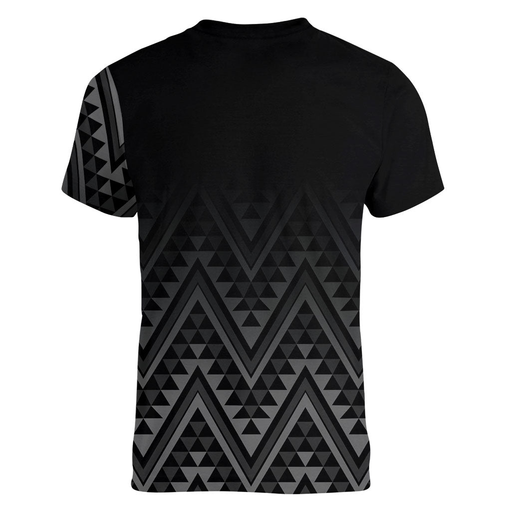 New Zealand Ta Moko Silver Fern Women V-Neck T-Shirt Taniko Taniwha Motifs