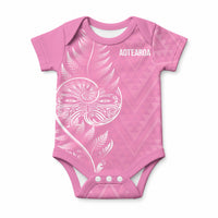 New Zealand Ta Moko Silver Fern Pink Baby Onesie Taniko Taniwha Motifs