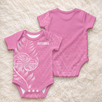 New Zealand Ta Moko Silver Fern Pink Baby Onesie Taniko Taniwha Motifs