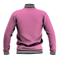 New Zealand Ta Moko Silver Fern Pink Baseball Jacket Taniko Taniwha Motifs