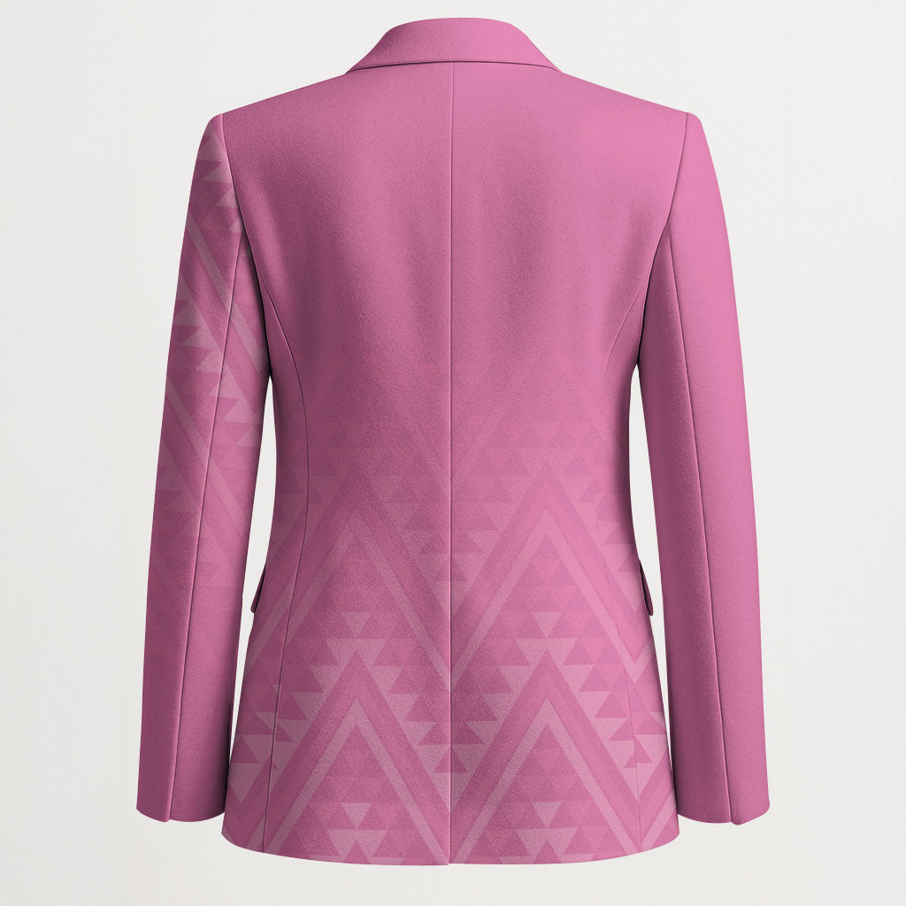 New Zealand Ta Moko Silver Fern Pink Blazer Taniko Taniwha Motifs